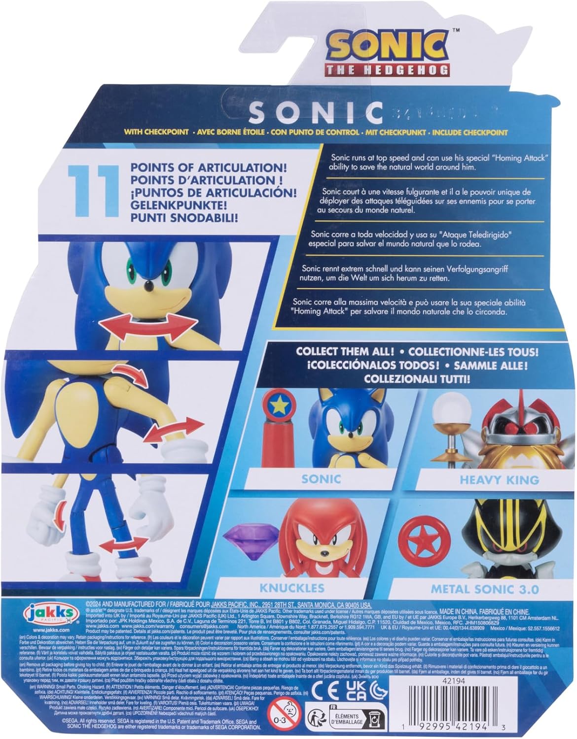 Sonic The Hedgehog 4" Articulated Figure with Blue Checkpoint